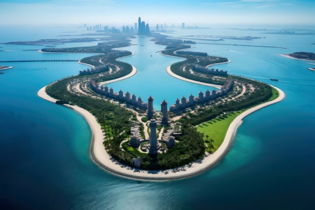 Aerial view of Pearl Island, Bahrain