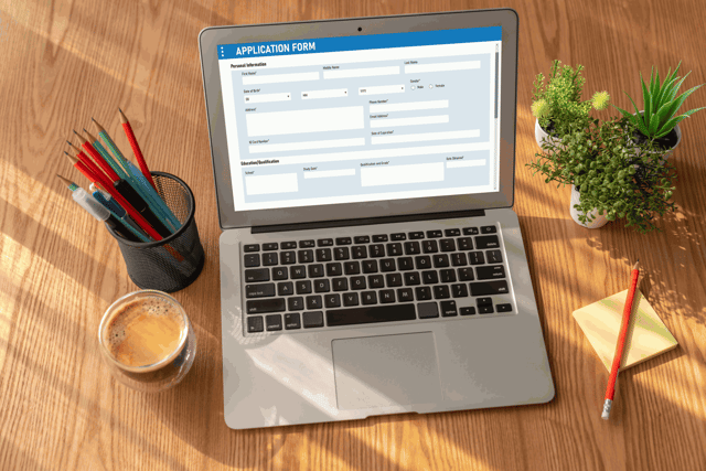 Application Form Open On Laptop Screen