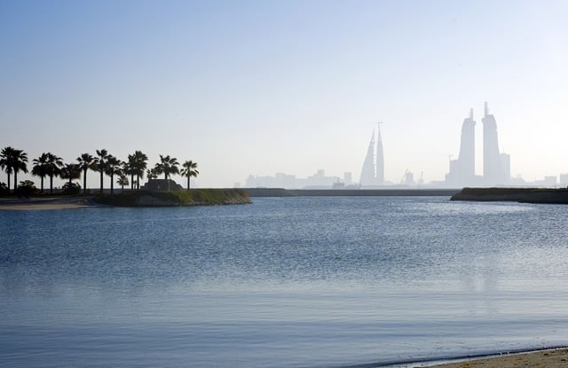 Bahrain City Skyline From The Shore