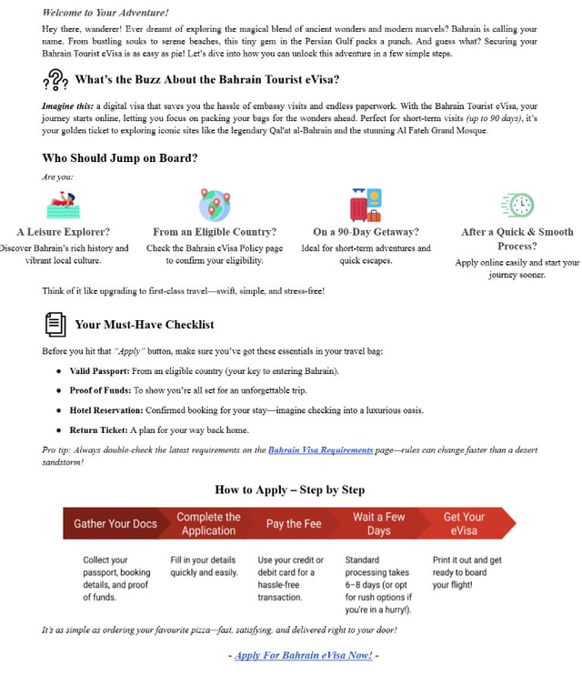 Bahrain Tourist Visa eGuide