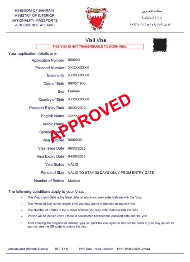 Bahrain Tourist Visa