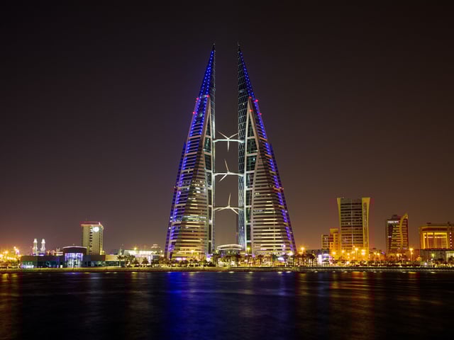 Bahrain World Trade Center Skyscraper At Night