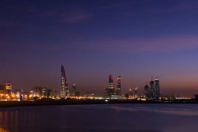 Manama City Skyline At Night