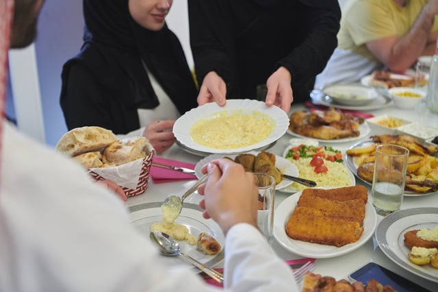 Muslim Family Having Iftar Together