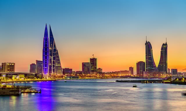 Skyline Of Manama At Dusk In Bahrain