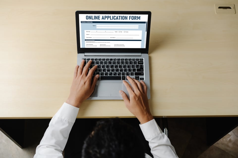 Person Filling Online Application Form